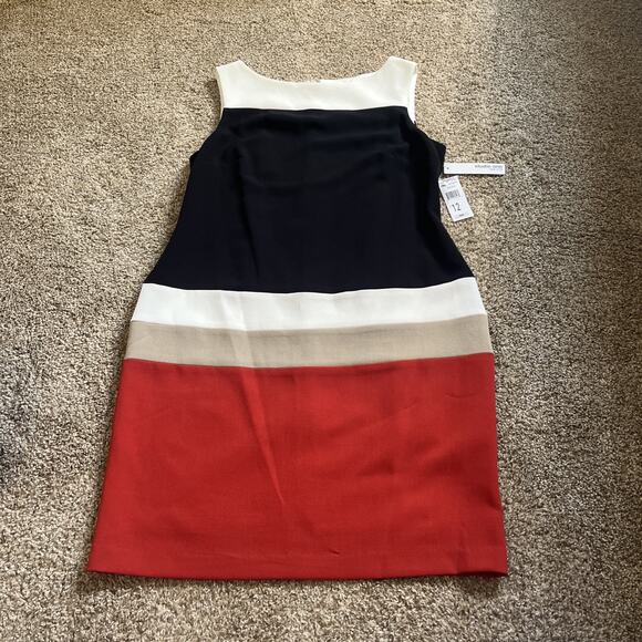 Studio One Dress Ivory/Black/Burnt Sienna Sleeveless Size 12 - Picture 1 of 11
